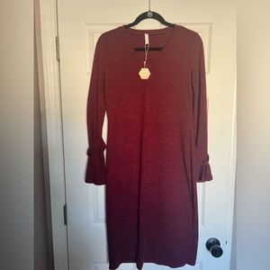 Pinkblush Burgundy Tie Sleeve Dress - Medium